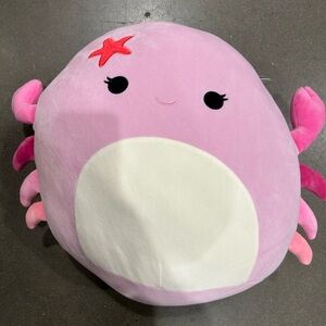 Squishmallows Pink Crab Plush with Cream Belly and Red Starfish Accent